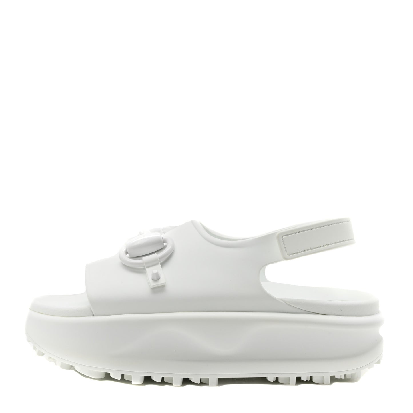 GUCCI Soft Rubber Horsebit Touch Womens Strapped Sandals 36 Great White