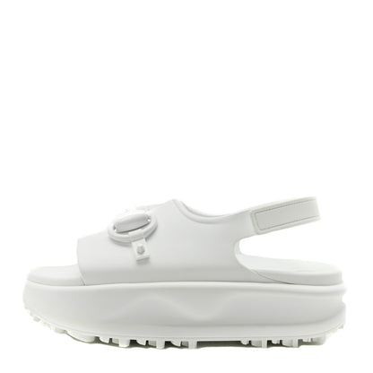 GUCCI Soft Rubber Horsebit Touch Womens Strapped Sandals 36 Great White