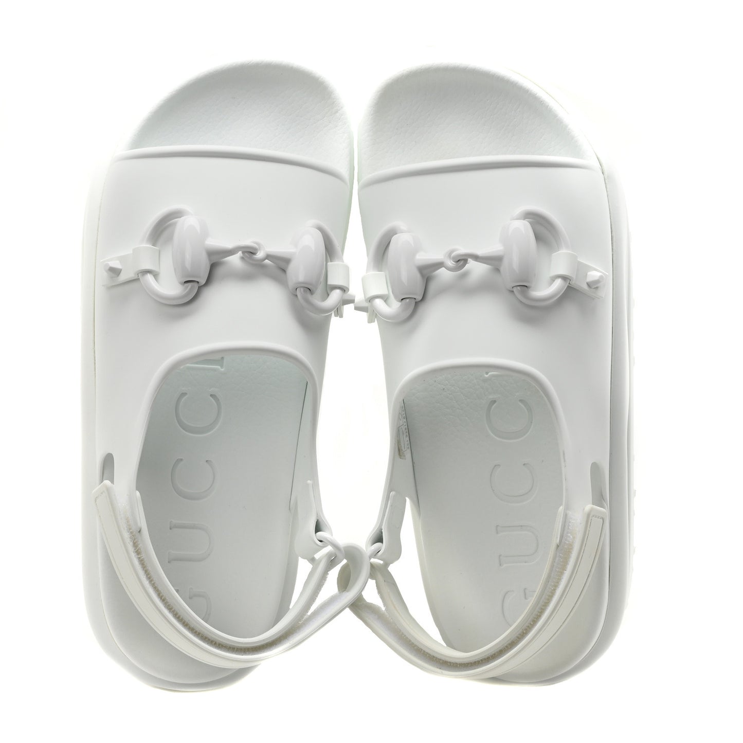 GUCCI Soft Rubber Horsebit Touch Womens Strapped Sandals 36 Great White