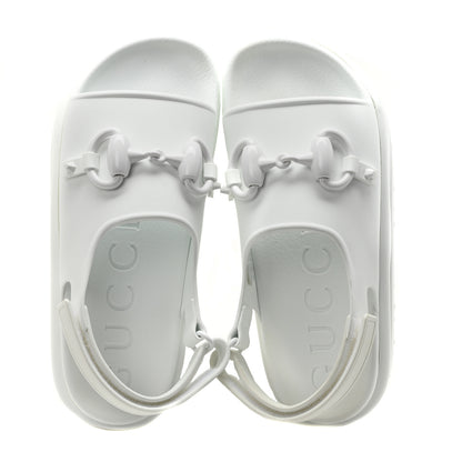 GUCCI Soft Rubber Horsebit Touch Womens Strapped Sandals 36 Great White
