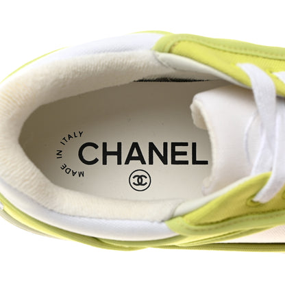 CHANEL Fabric Womens Logo Sneakers 40 Green