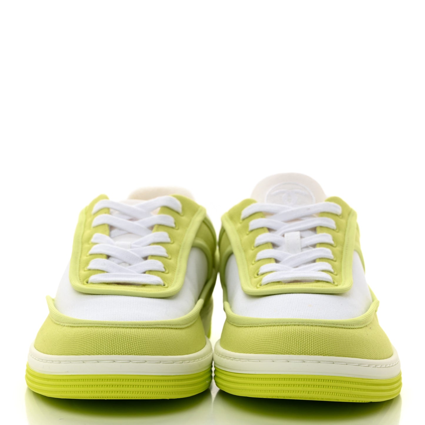 CHANEL Fabric Womens Logo Sneakers 40 Green