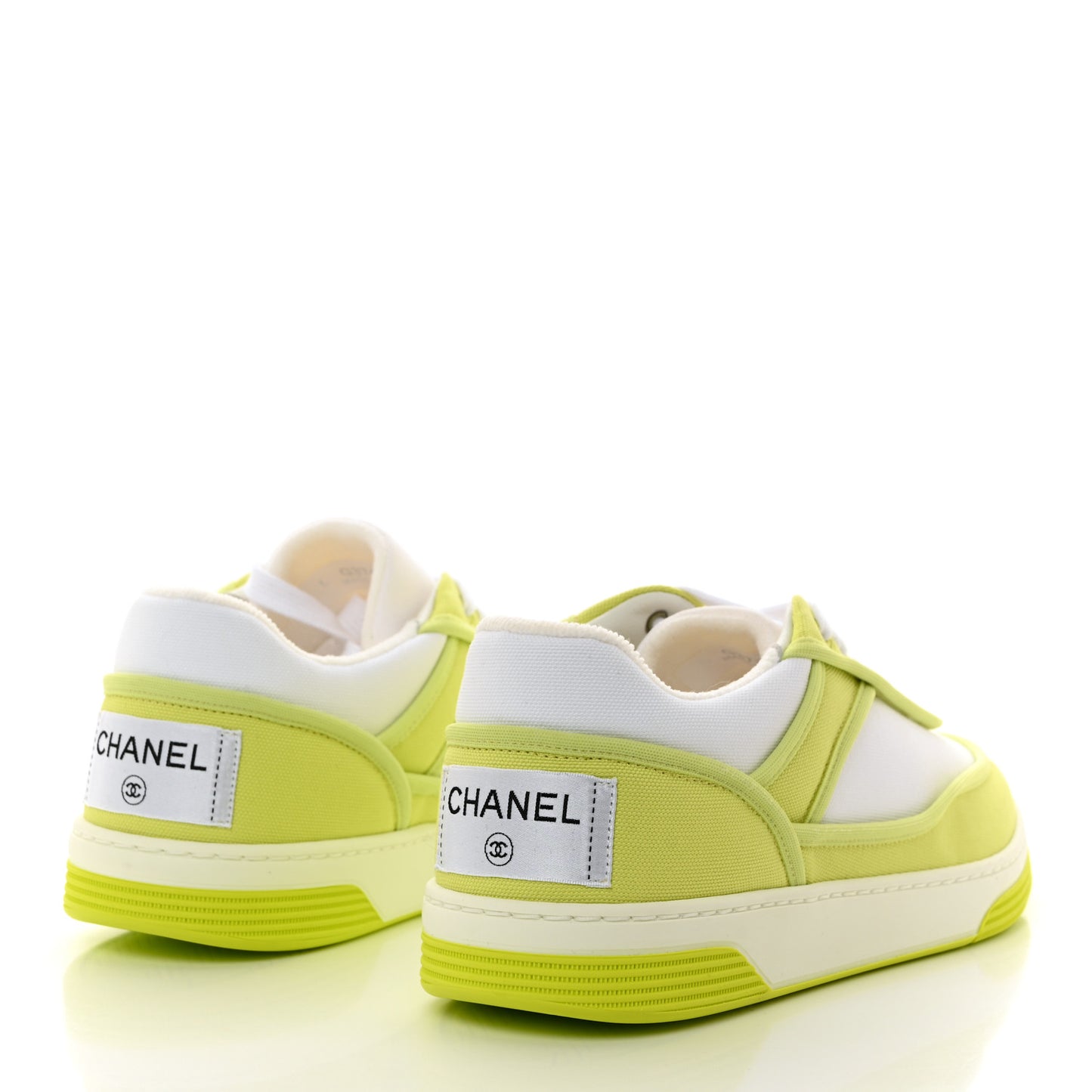 CHANEL Fabric Womens Logo Sneakers 40 Green