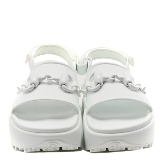 GUCCI Soft Rubber Horsebit Touch Womens Strapped Sandals 36 Great White