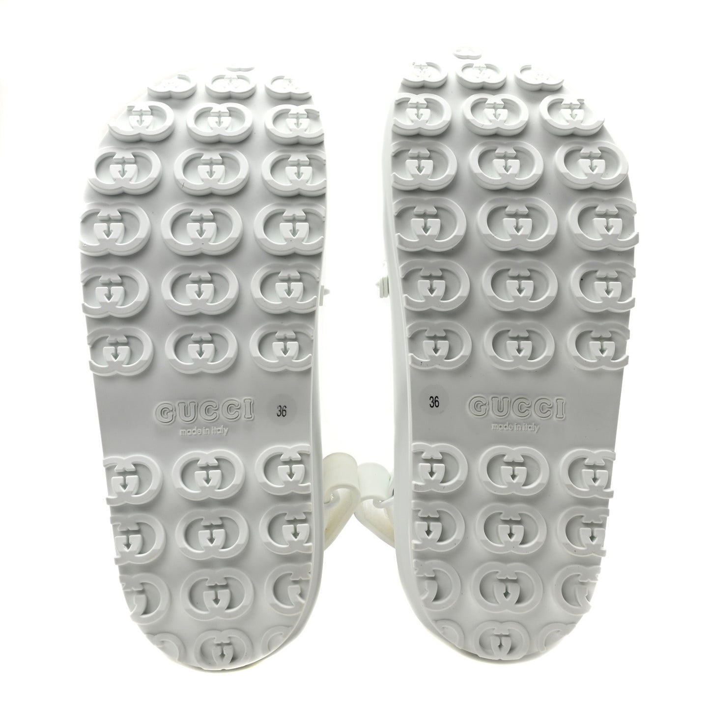 GUCCI Soft Rubber Horsebit Touch Womens Strapped Sandals 36 Great White