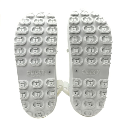 GUCCI Soft Rubber Horsebit Touch Womens Strapped Sandals 36 Great White