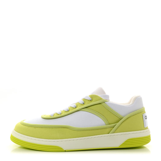 CHANEL Fabric Womens Logo Sneakers 40 Green