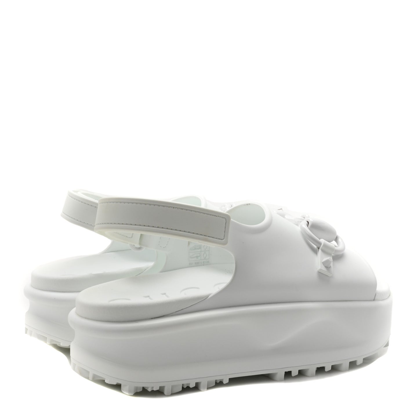 GUCCI Soft Rubber Horsebit Touch Womens Strapped Sandals 36 Great White