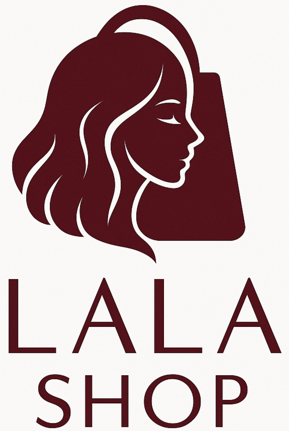 Logo of LALA SHOP with a stylized silhouette of a woman's head and the brand name.