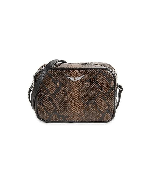 ZADIG & VOLTAIRE Small Python Embossed Leather Boxy Shoulder Bag